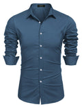 Muscle Fit Dress Shirts (US Only) Shirts coofandy Dark Blue S 