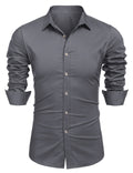 Muscle Fit Dress Shirts (US Only) Shirts coofandy Dark Grey S 