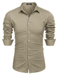 Muscle Fit Dress Shirts (US Only) Shirts coofandy Khaki S 