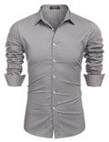 Muscle Fit Dress Shirts (US Only) Shirts coofandy Light Grey S 