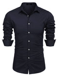 Muscle Fit Dress Shirts (US Only) Shirts coofandy Navy Blue S 