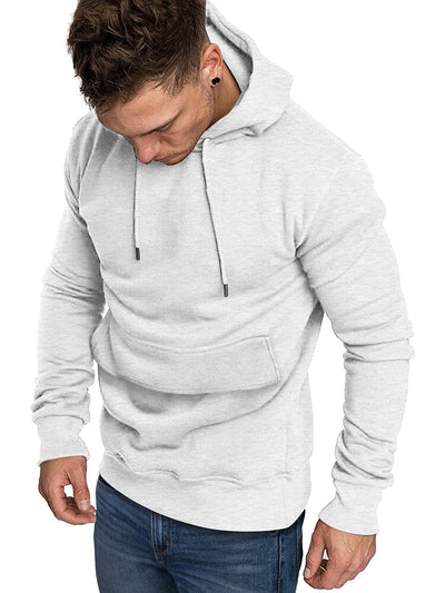 Casual Athletic Pullover Hoodie (US Only) Hoodies coofandy White S 