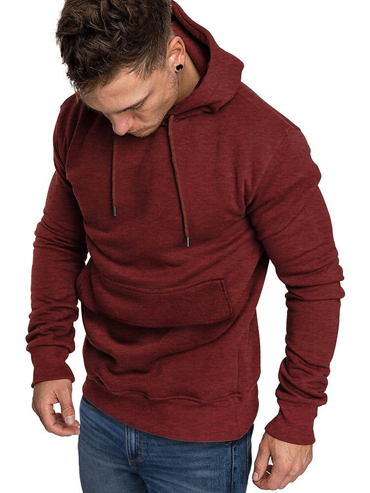 Casual Athletic Pullover Hoodie (US Only) Hoodies coofandy Red S 