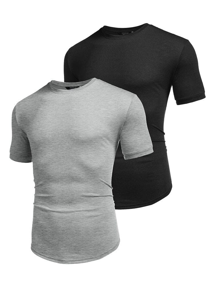 2-Pack Active Breathable T-Shirt (US Only) T-shirt coofandy Light Grey/Black S 