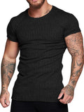 Stretch Pit Stripe Gym T-shirt (US Only) T-shirt coofandy Black S 
