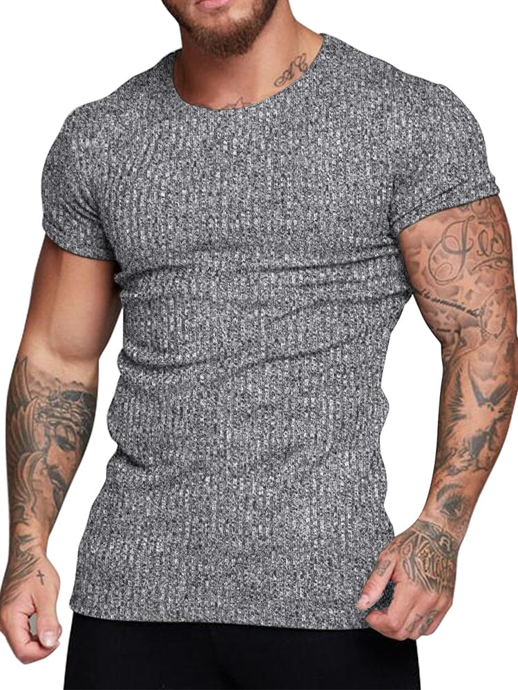 Stretch Pit Stripe Gym T-shirt (US Only) T-shirt coofandy Grey S 