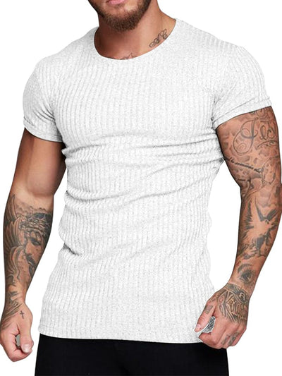 Stretch Pit Stripe Gym T-shirt (US Only) T-shirt coofandy White S 