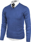 V Neck Dress Knit Sweater Long Sleeve Slim Fit Pullover (US Only)