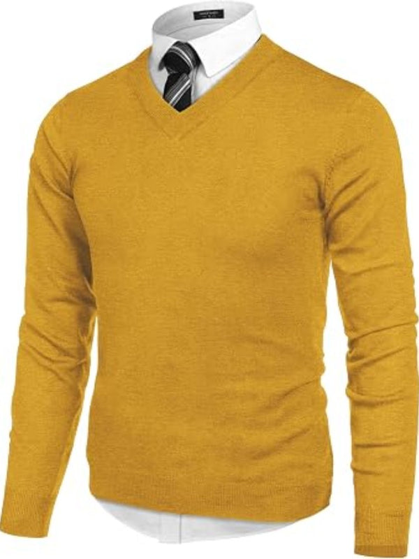 V Neck Dress Knit Sweater Long Sleeve Slim Fit Pullover (US Only)