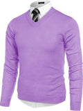 V Neck Dress Knit Sweater Long Sleeve Slim Fit Pullover (US Only)