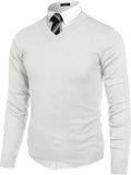 V Neck Dress Knit Sweater Long Sleeve Slim Fit Pullover (US Only)