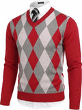 V Neck Dress Knit Sweater Long Sleeve Slim Fit Pullover (US Only)