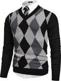 V Neck Dress Knit Sweater Long Sleeve Slim Fit Pullover (US Only)
