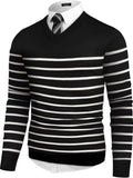 V Neck Dress Knit Sweater Long Sleeve Slim Fit Pullover (US Only)