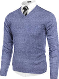V Neck Dress Knit Sweater Long Sleeve Slim Fit Pullover (US Only)