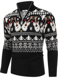 Halloween Knit Quarter Zip Pullover Stand Collar Graphic Sweater (US Only)