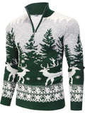 Halloween Knit Quarter Zip Pullover Stand Collar Graphic Sweater (US Only)