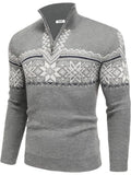 Halloween Knit Quarter Zip Pullover Stand Collar Graphic Sweater (US Only)