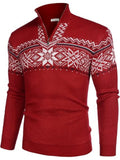 Halloween Knit Quarter Zip Pullover Stand Collar Graphic Sweater (US Only)