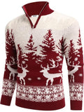 Halloween Knit Quarter Zip Pullover Stand Collar Graphic Sweater (US Only)