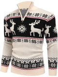 Halloween Knit Quarter Zip Pullover Stand Collar Graphic Sweater (US Only)