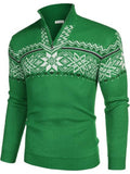 Halloween Knit Quarter Zip Pullover Stand Collar Graphic Sweater (US Only)