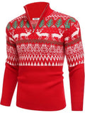 Halloween Knit Quarter Zip Pullover Stand Collar Graphic Sweater (US Only)