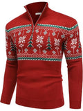 Halloween Knit Quarter Zip Pullover Stand Collar Graphic Sweater (US Only)