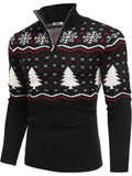 Halloween Knit Quarter Zip Pullover Stand Collar Graphic Sweater (US Only)