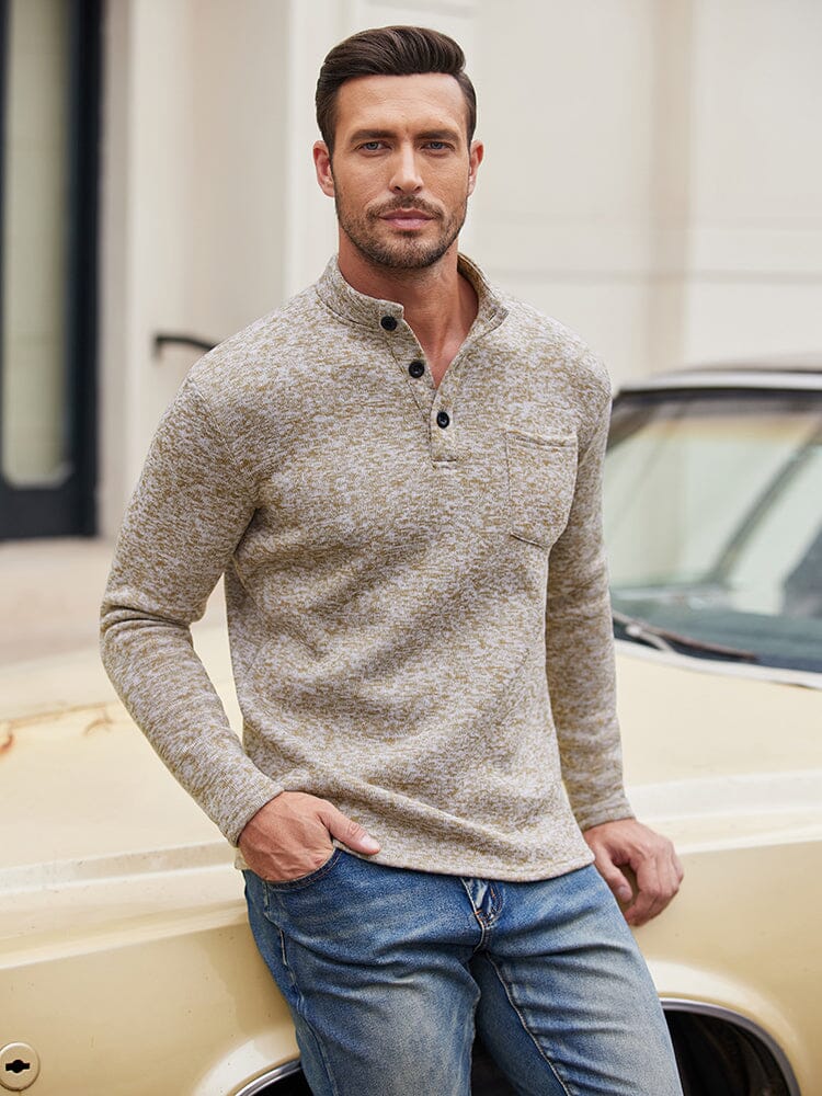 Thermal Fleece Henley Sweatshirt Shirts coofandy 