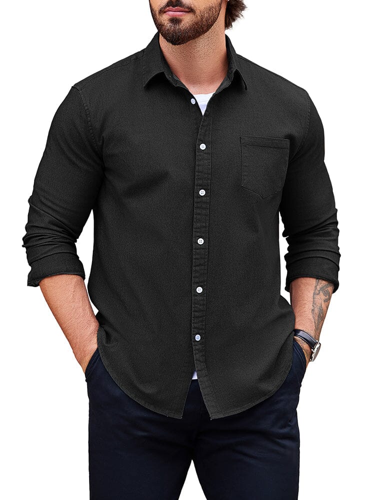 Classic Fit Denim Shirt (US Only) Shirts coofandy Black S 