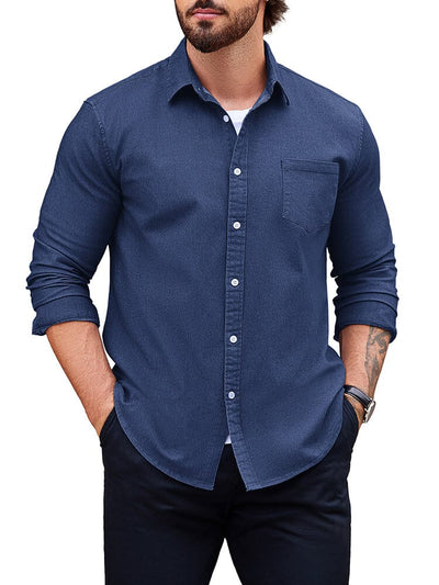 Classic Fit Denim Shirt (US Only) Shirts coofandy Blue S 