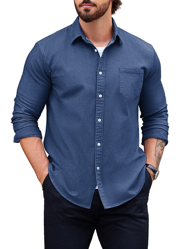 Classic Fit Denim Shirt (US Only) Shirts coofandy Denim Blue S 