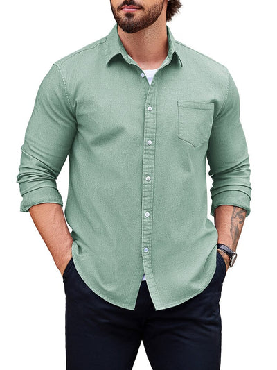 Classic Fit Denim Shirt (US Only) Shirts coofandy Light Green S 