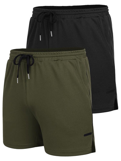 2-Piece Mesh Lightweight Workout Shorts (US Only) Shorts coofandy Army Green/Black S 