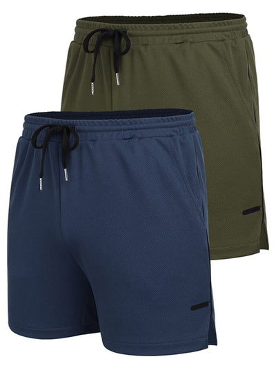 2-Piece Mesh Lightweight Workout Shorts (US Only) Shorts coofandy Navy Blue/Army Green S 