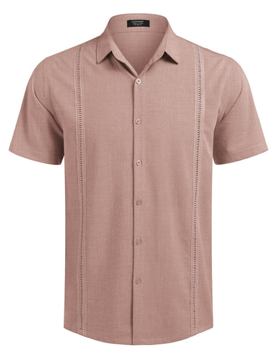 Cuban Short Sleeve Shirt (US Only) Shirts coofandy Pink S 