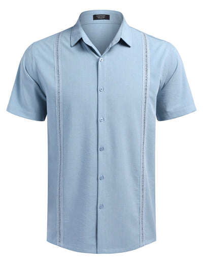 Cuban Short Sleeve Shirt (US Only) Shirts coofandy Clear Blue S 