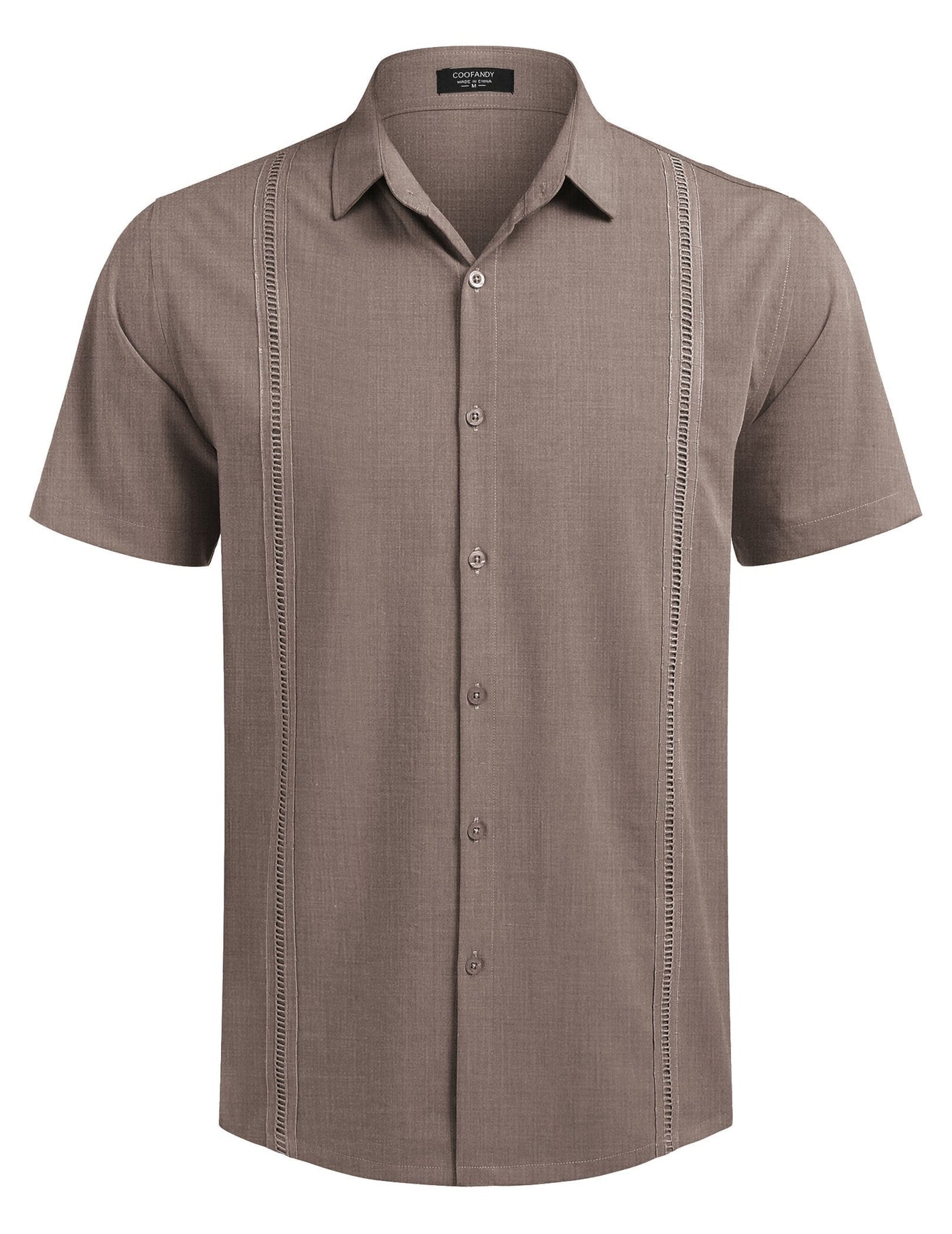 Cuban Short Sleeve Shirt (US Only) Shirts coofandy Light Brown S 