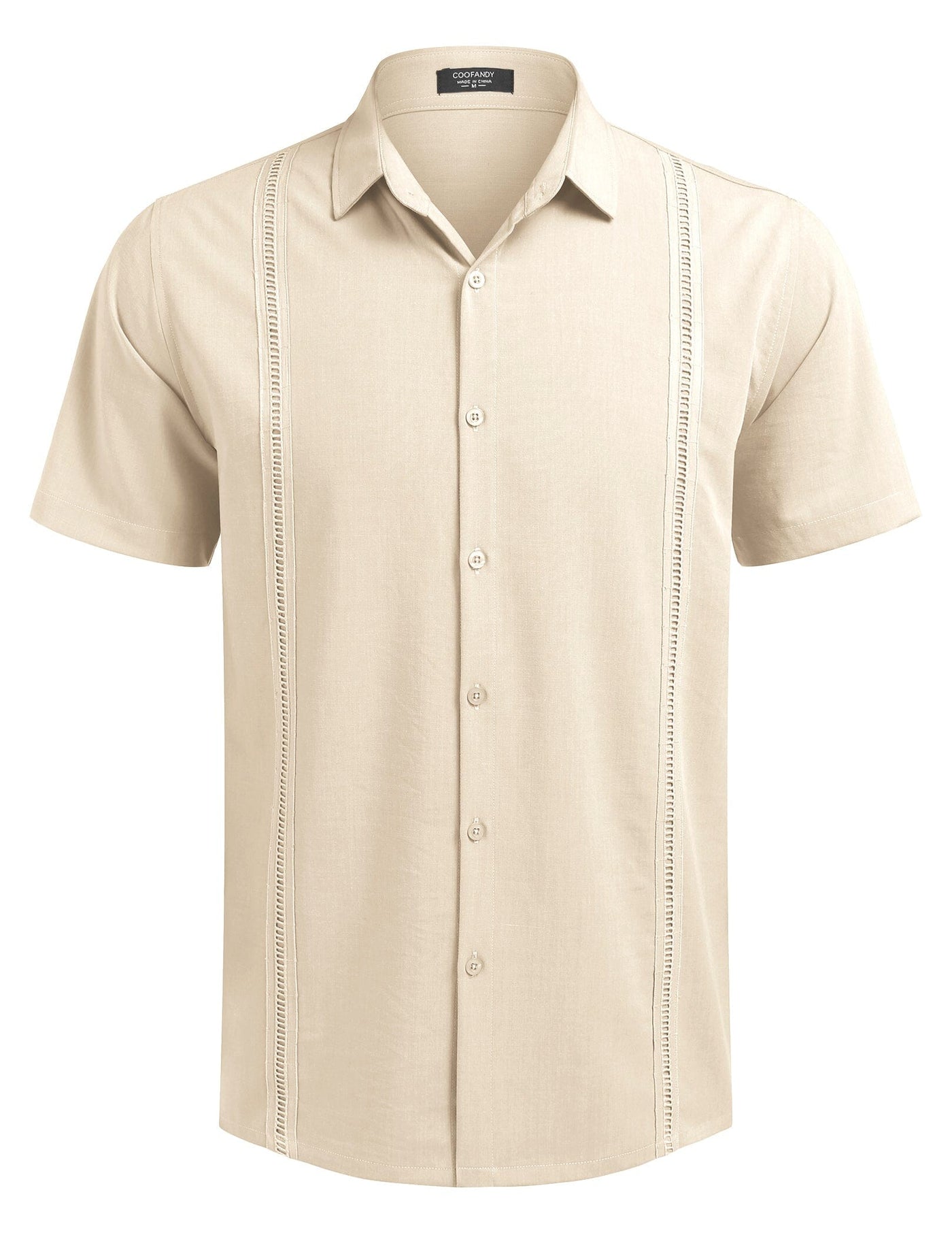 Cuban Short Sleeve Shirt (US Only) Shirts coofandy Beige S 