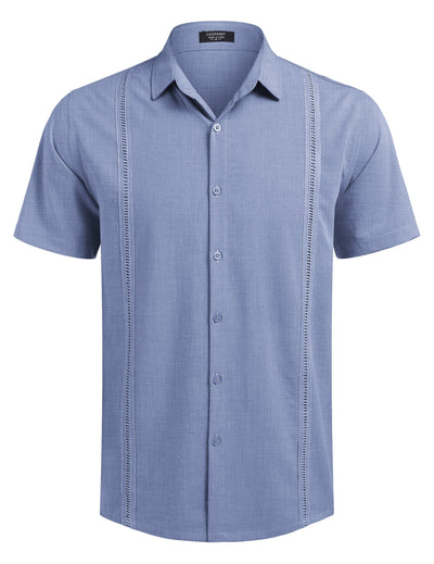 Cuban Short Sleeve Shirt (US Only) Shirts coofandy Grey Blue S 