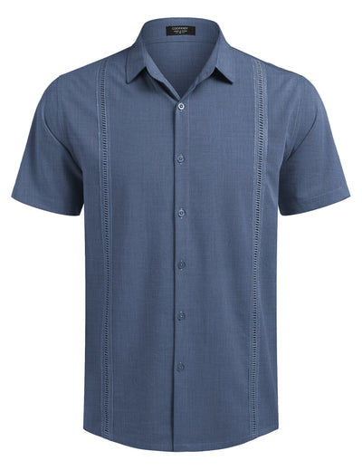 Cuban Short Sleeve Shirt (US Only) Shirts coofandy Dark Blue S 