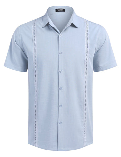 Cuban Short Sleeve Shirt (US Only) Shirts coofandy Light Blue S 