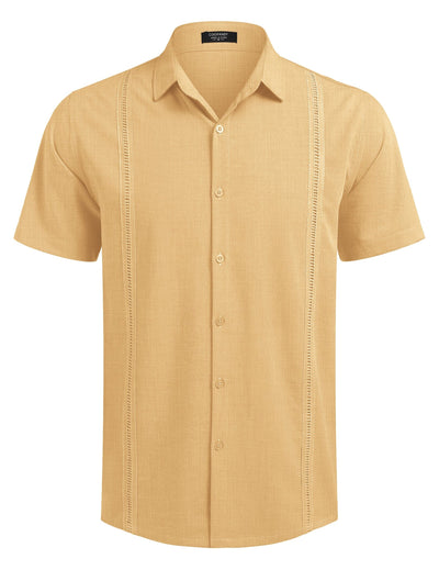 Cuban Short Sleeve Shirt (US Only) Shirts coofandy Yellow S 