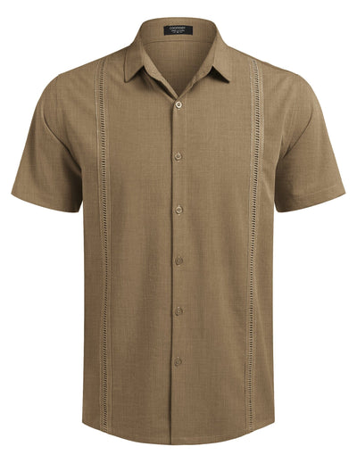 Cuban Short Sleeve Shirt (US Only) Shirts coofandy Brown S 