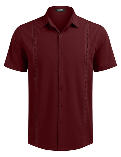 Cuban Short Sleeve Shirt (US Only) Shirts coofandy Dark Red S 