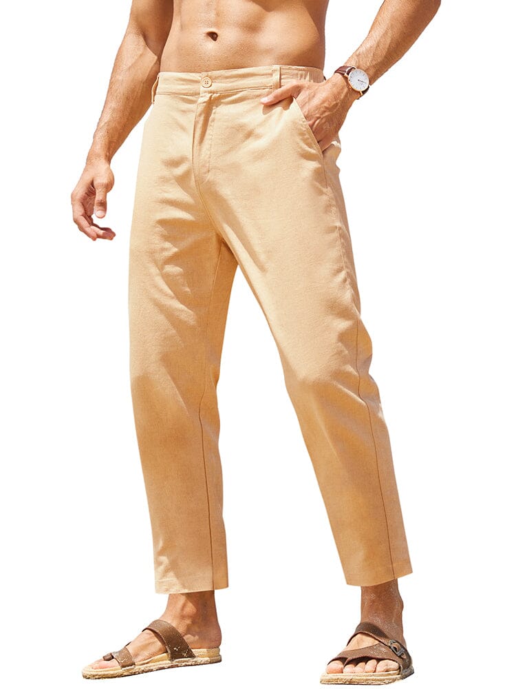 Classic Breathable Linen Pants (US Only) Pants coofandy Khaki S 