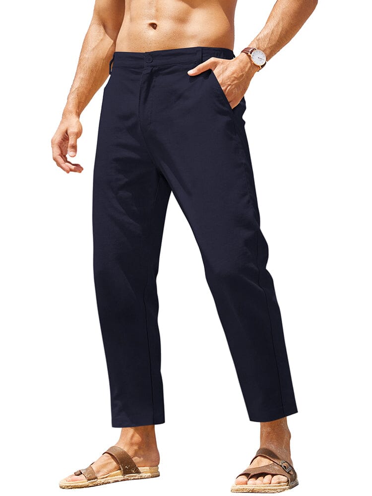 Classic Breathable Linen Pants (US Only) Pants coofandy Navy Blue S 