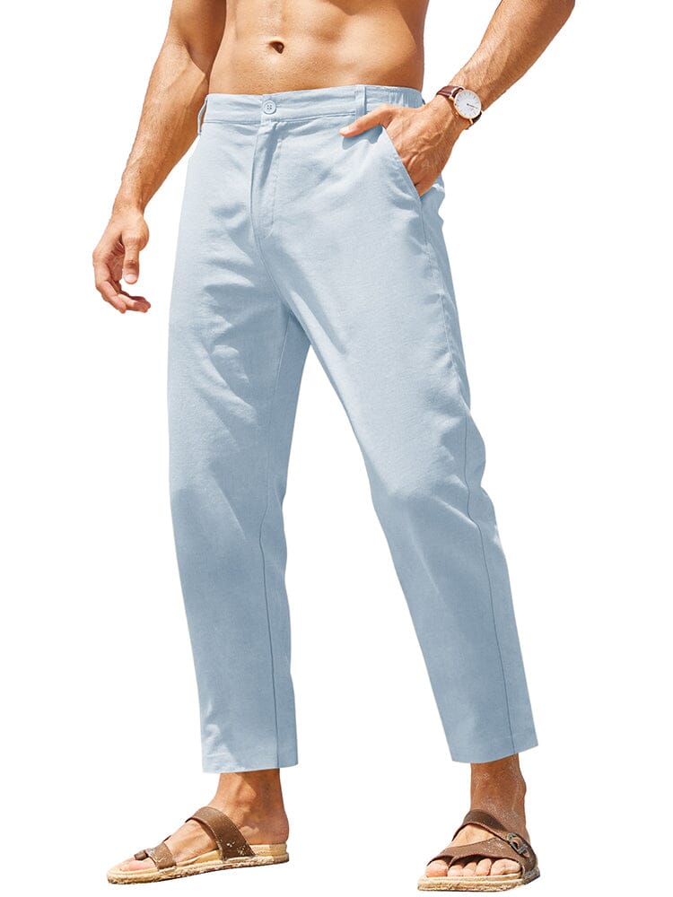 Classic Breathable Linen Pants (US Only) Pants coofandy Light Blue S 