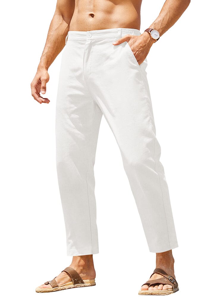 Classic Breathable Linen Pants (US Only) Pants coofandy White S 